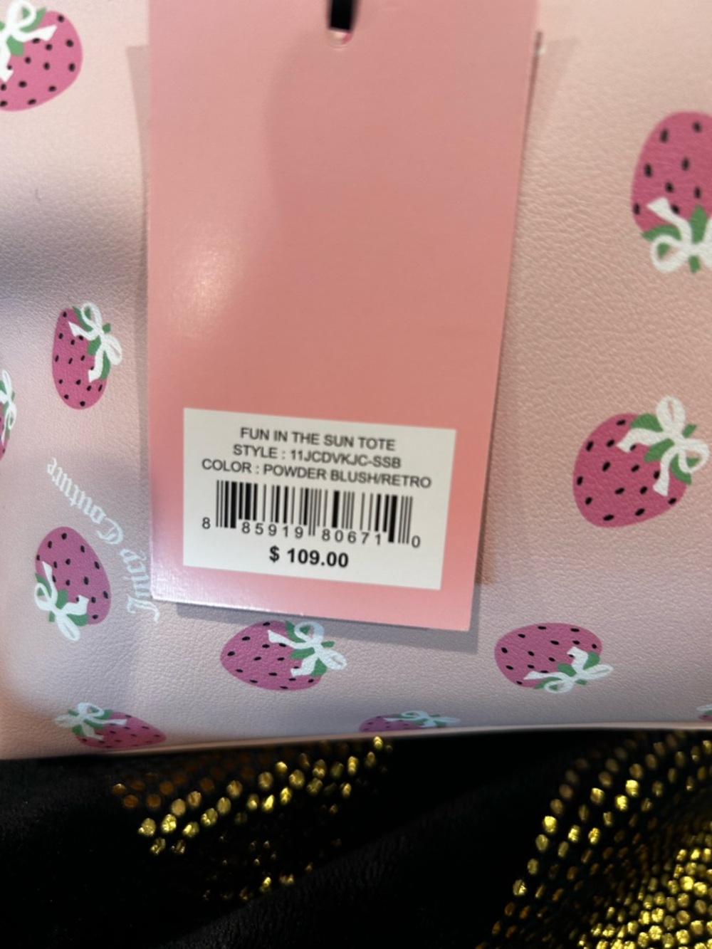 Juicy Couture Pink Strawberry Print Tote - Picture 5 of 9